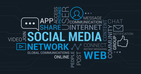 Wall Mural - social media and networks tag cloud
