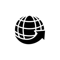 Poster - The icon of arrow on the globe, around the world symbol sign. Simple glyph icon illustration of arrow on the globe, around the world symbol sign for a website or mobile application on white background