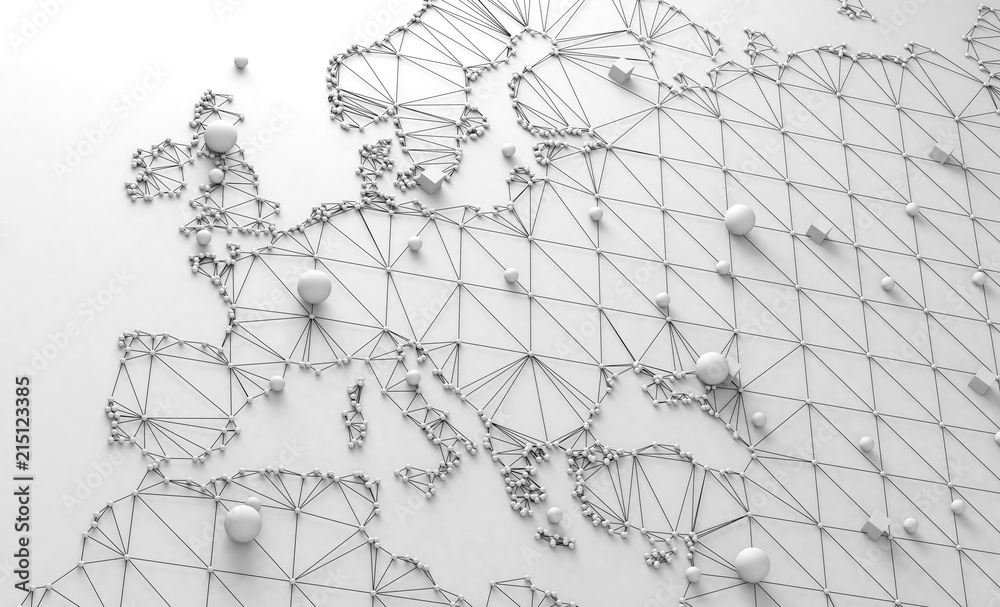 Mapa del mundo y concepto de logística internacional. Negocios y trabajo en red - obrazy, fototapety, plakaty 