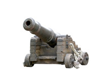 Spanish Colonial Cannon Replica Isolated On A White Background