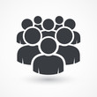 Illustration of crowd of people icon silhouettes. Social icon. Flat style design. User group network. Corporate team group. Community member icon. Business team work activity. Staff unity icon