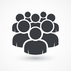 Wall Mural - Illustration of crowd of people icon silhouettes. Social icon. Flat style design. User group network. Corporate team group. Community member icon. Business team work activity. Staff unity icon