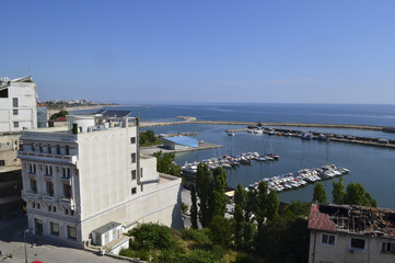 Wall Mural - Yachts in the marina at Black Sea in Constanta, old city in Eastern Europe