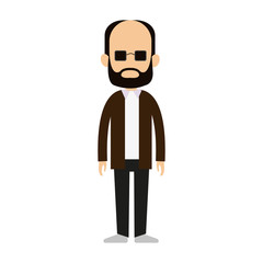 Young man avatar with beard and sunglasses vector illustration graphic design