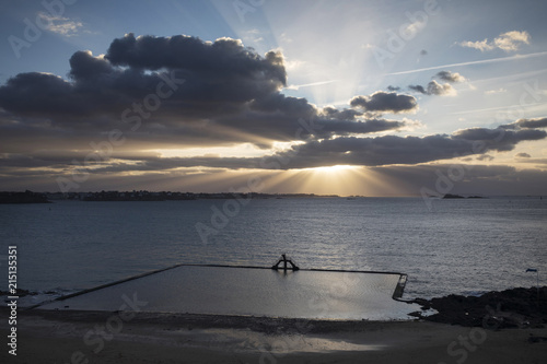 The Swimming Pool At Sunset On The Plage De Bon Secours St