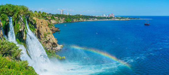 Canvas Print - Panorama of Lower Duden Waterfall, Antalya, Turkey