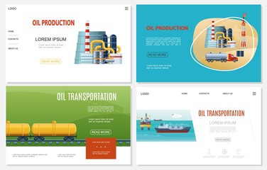 Wall Mural - Flat Oil Industry Websites Set