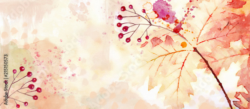 Foto-Schiebegardine Komplettsystem - Autumn watercolor background. Design element (von pronoia)