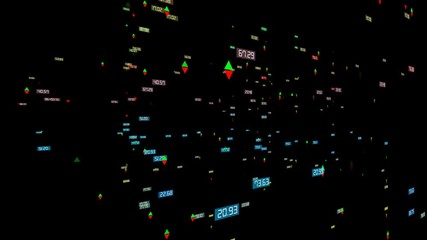 Poster - The choice of the solution. The work of artificial intelligence on the financial exchange. Growth and fall of the stock market. Activity of the business world. Display of stock quotes in real time
