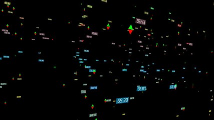 Poster - Panic on the financial exchange. The collapse of quotations. The camera shakes. The choice of the solution. The work of artificial intelligence on the financial exchange. Growth and fall of the stock