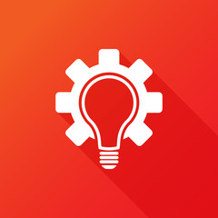 Simple light bulb conceptual icon within gear. illustration