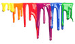 canvas print picture - Colorful paint dripping isolated on white