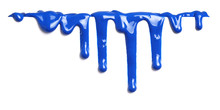 Blue Paint Dripping Isolated On White