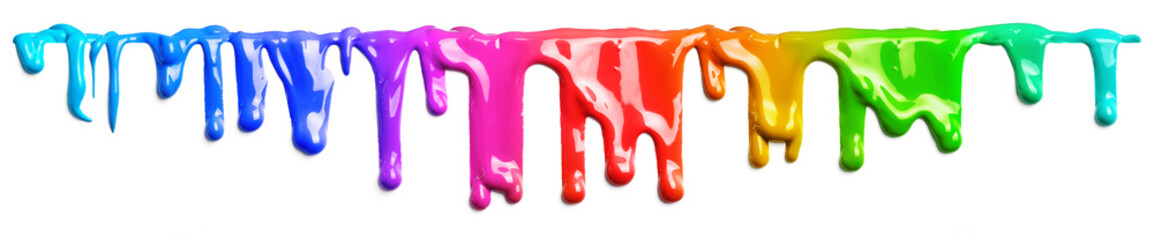colorful paint dripping isolated on white