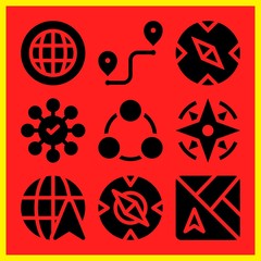 Wall Mural - Simple 9 icon set of map related [iconsRandom:4] vector icons. Collection Illustration