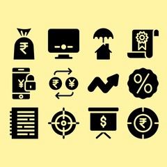 Computer, exchange and profits related premium icon set