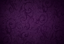 Stylish Royal Purple Swirl Texture Or Background With Lovely Floral And Vine Curls And Patterns And Subtle Vignette