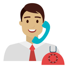 Poster - call center agent with telephone