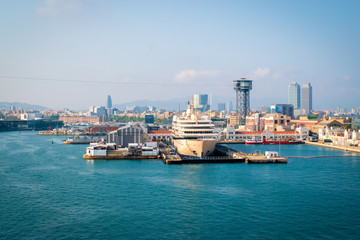 Wall Mural - Port Vell, waterfront harbor in Barcelona, Catalonia, Spain.