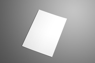 Poster - Universal blank A4, (A5) bi-fold brochure with soft realistic shadows isolated on gray.