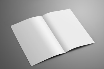 Poster - Universal blank  one A4, (A5) bi-fold brochure with  shadows isolated on gray background