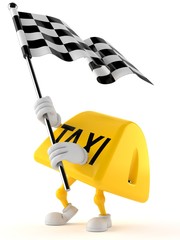 Wall Mural - Taxi character waving race flag