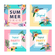 © SamsonFM - tropical flowers and palms summer banner graphic background