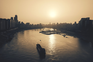 sunset silhouette in the chongqing china