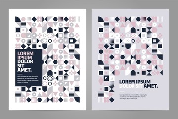 Brochure design template with simple shape and figure. Abstract vector pattern design in Scandinavian style for web banner, business presentation, branding package, fabric print, wallpaper