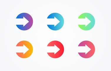 Poster - colorful play sign icon button set on white background. Flat line gradient button collection. Vector web element