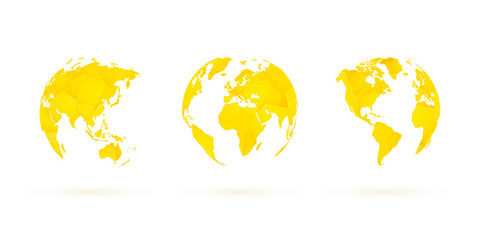 Wall Mural - yellow geometric globes vector set world planet earth