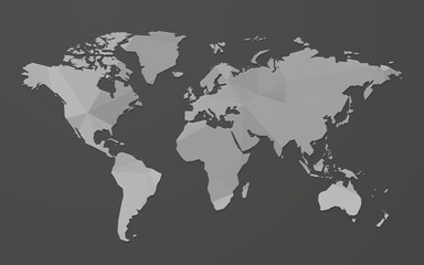 Sticker - gray blank world map on black background