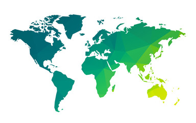 Wall Mural - green geometric blank world map