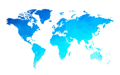 Wall Mural - blue circles world map background