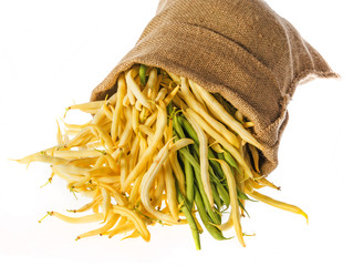 Wall Mural - Fresh raw beans on a white background