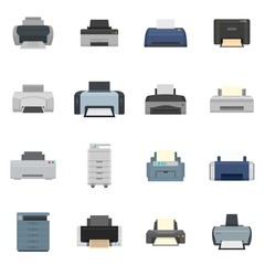 Poster - printer office copy document icons set. flat illustration of 16 printer office copy document vector 