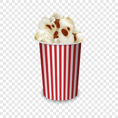 Poster - Popcorn paper glass mockup. Realistic illustration of popcorn paper glass vector mockup for on transparent background