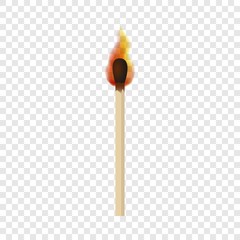 Poster - Match with fire flame mockup. Realistic illustration of match with fire flame vector mockup for on transparent background