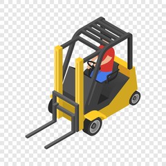 Sticker - Forklift icon. Isometric of forklift vector icon for on transparent background