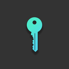 Poster - key icon. Colorful logo concept with soft shadow on dark backgro