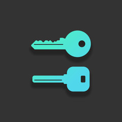 Poster - keys icons set. Colorful logo concept with soft shadow on dark b