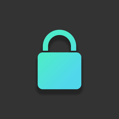 Poster - lock icon. Colorful logo concept with soft shadow on dark backgr
