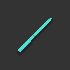 Pen icon. Colorful logo concept with soft shadow on dark backgro