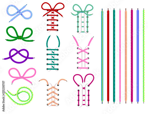 Shoelaces vector shoestring or shoe-laces and fashion accessory for footwear or Tableau sur Toile