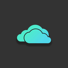 Poster - cloudy weather icon. Colorful logo concept with soft shadow on d