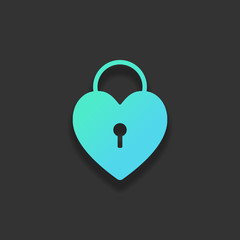 Poster - heart lock, padlock. simple silhouette. Colorful logo concept wi