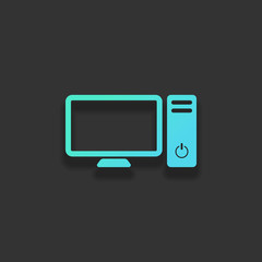 Poster - Personal computer, pc. System unit and monitor. Colorful logo co