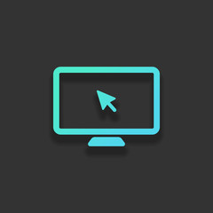 Poster - Desktop computer and mouse arrow. Simple digital icon. Colorful