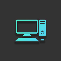 Poster - Personal computer, pc. System unit, monitor, keyboard and mouse.