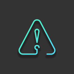Poster - exclamation mark in warning triangle. linear symbol with thin ou
